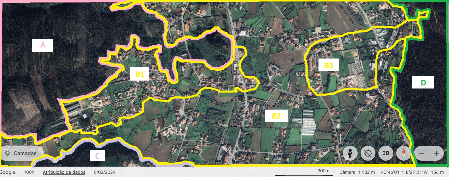 Paisagem divida por unidades de paisagem